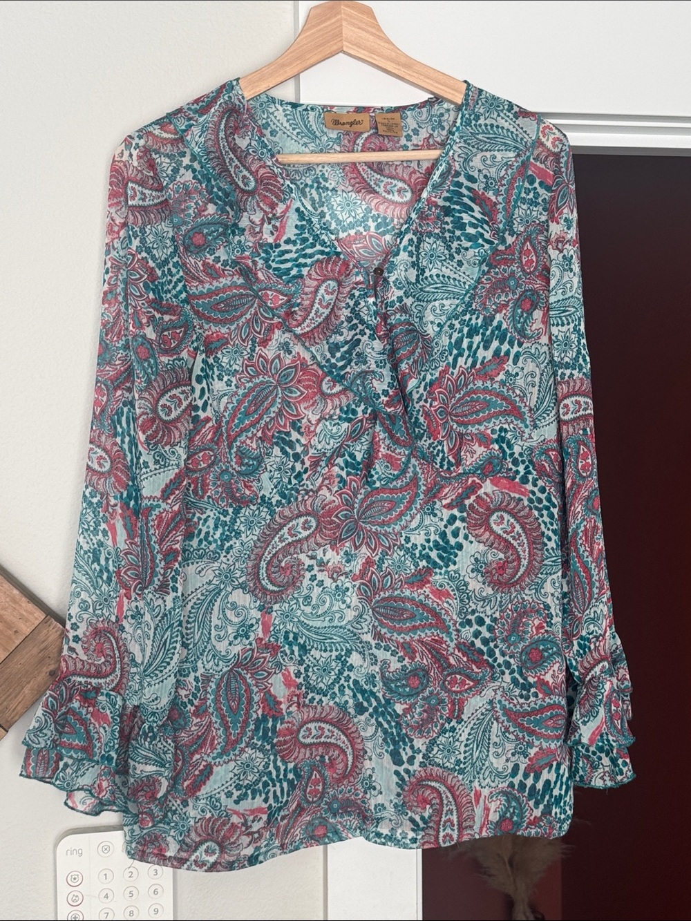 Wrangler Teal & Coral Paisley woman’s blouse